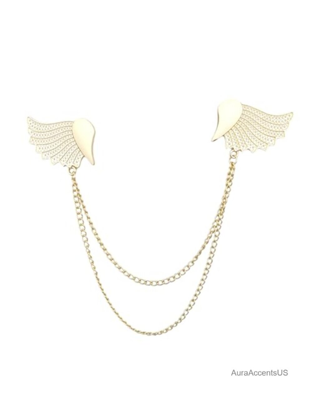 Angel Wing Chain Brooch Vintage Minimalist Winged Lapel Pin for Jacket Scarf